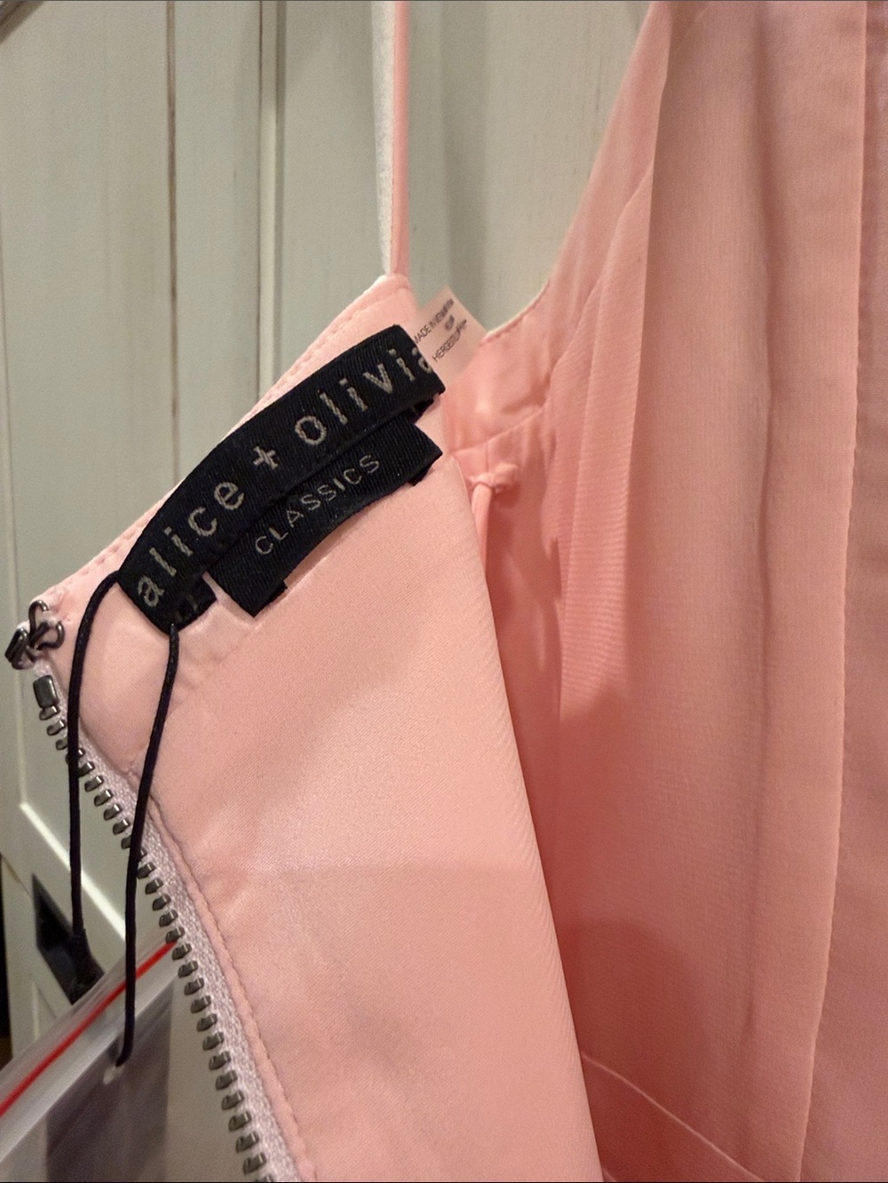 Alice + Olivia Pale Pink Pleated Mini Dress with White Trim - Picture 8 of 8